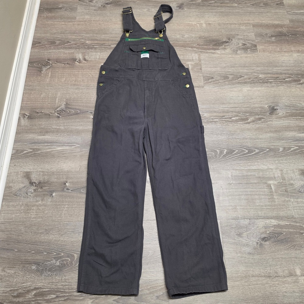 Liberty Mens Duck Canvas Overalls Gray Bib Workwear 34x30 YB790GA9